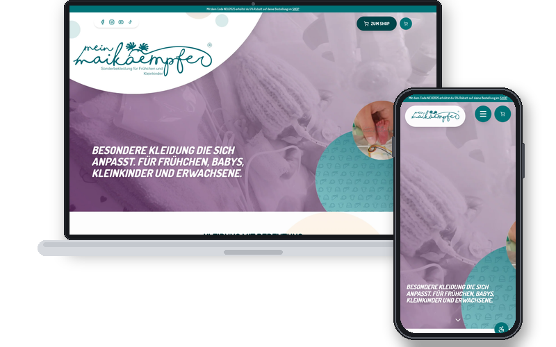 Zur Webseite der Kinderbekleidungsmarke meinmaikaempfer